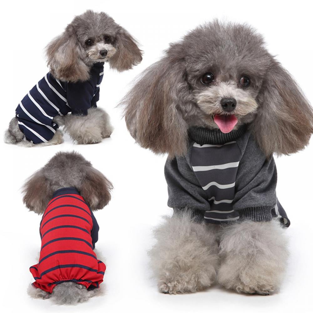 Small Pet Dog Stripes Pajamas Jumpsuits Coat Cat Puppy Clothes Apparel Clothes 