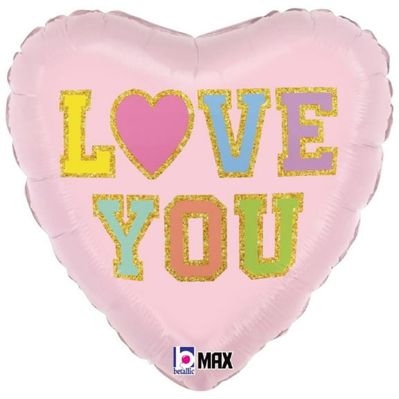 18 inch Love Patch Heart Betallic Foil Mylar Balloon - Party Supplies Decorations