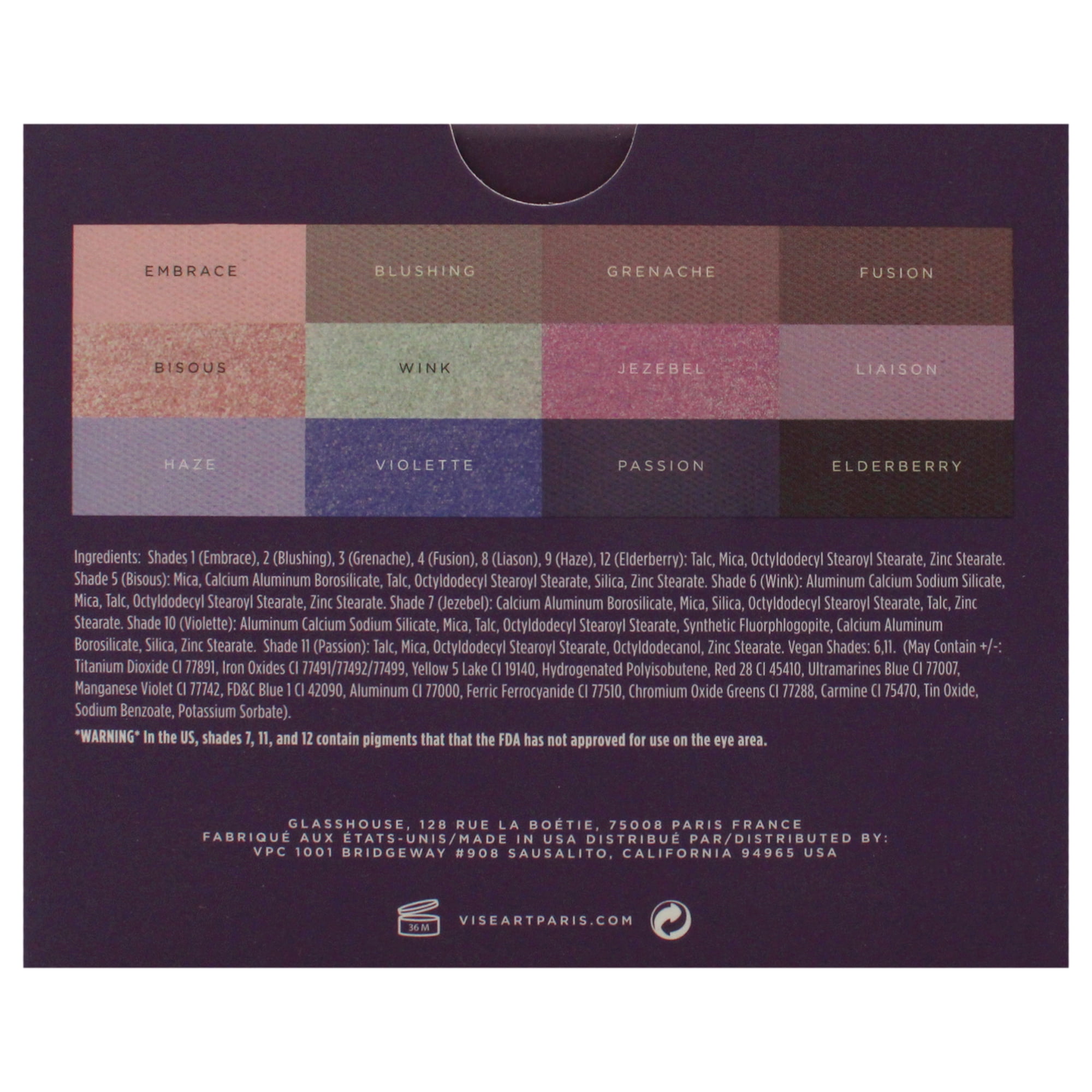 Viseart Paris Eyeshadow Palette - Violette Etendu , 0.63 oz Eye Shadow