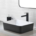thumbnail image 6 of Black And White Ceramic Bathroom Sink, 16" X 12" Above Counter Porcelain Vessel Vanity Sink, Rectangle Modern Art Basin, 6 of 7