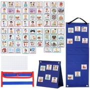 Kids Visual Schedule Calendar, Learning Aids Tool with 72 Cards, Daily Routine Chart, Visual Guides Timetable for Kids Aged 4-6