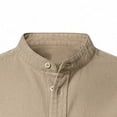 thumbnail image 6 of Kakii Mens Business Casual Stand Collar Shirt, Button Down Top with Chest Pocket, Modern Cotton Blend Long Sleeve Shirt, 6 of 6