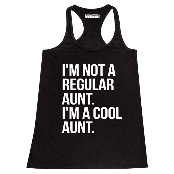 P&B Not a Regular Aunt I'm a Cool Aunt Women's Tank Top, Black, M