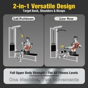 Commercial Lat Pulldown and Low Row Machine 2 in 1, Classic Lat Pulldown/Low Row Combo with 220LBS Weight Stack, Commercial Grade Home Gym Fitness Machine for back, shoulders, biceps Strength Trai