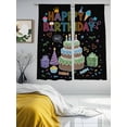 thumbnail image 3 of HAPPY BIRTHDAY Sheer Curtains 63 Inch Length 2 Panels for Living Room, Cartoon Cakes Candles Lines Painted Voile Kitchen Curtain Set, Luxury Privacy Drapes Window Treatment for Bedroom, 3 of 7