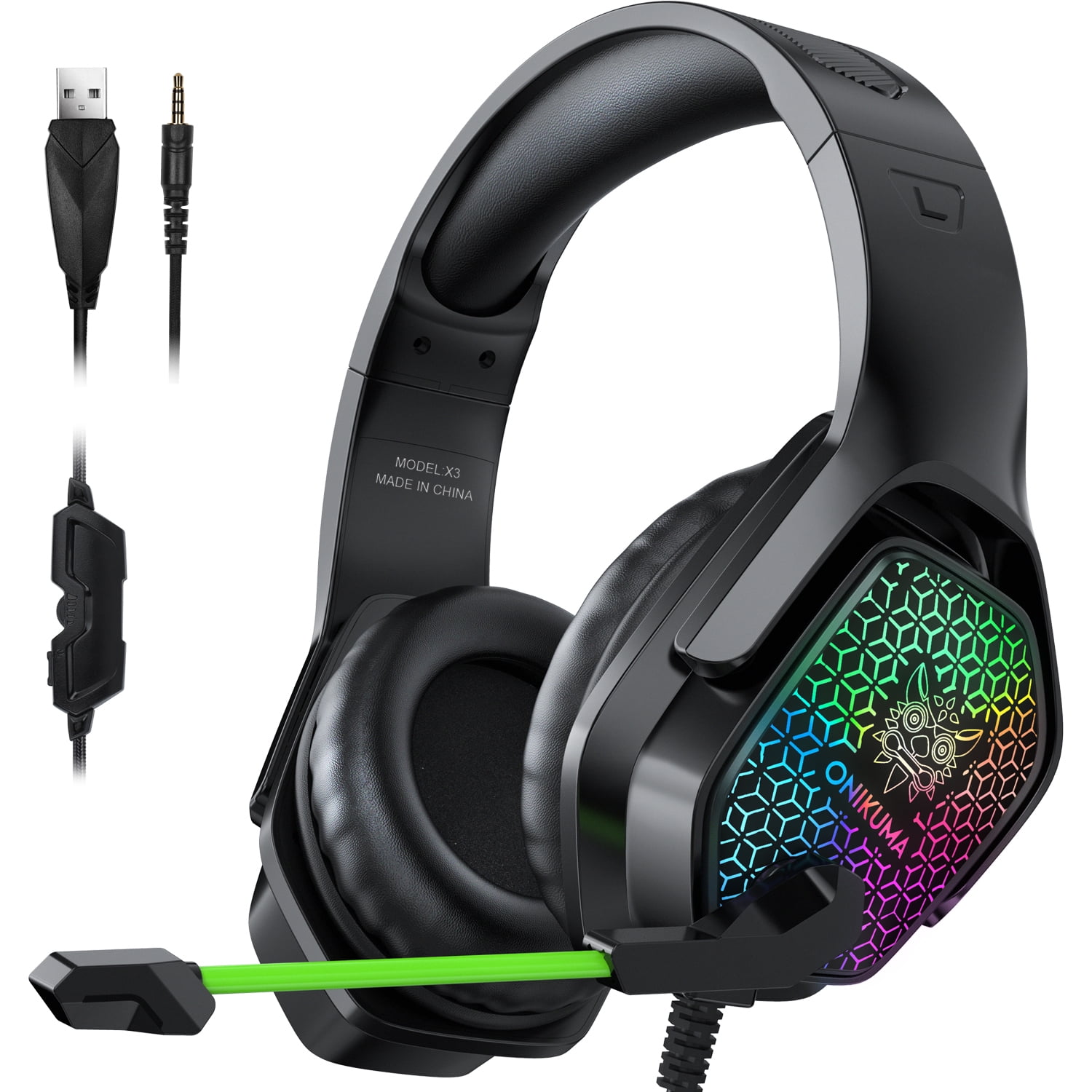 ONIKUMA Gaming Headset PS4 Headset Xbox One Headset, PC Headset with LED Lights,Compatible with Xbox One Controller(Adapter Not Included), PS4, PS5,PC.
