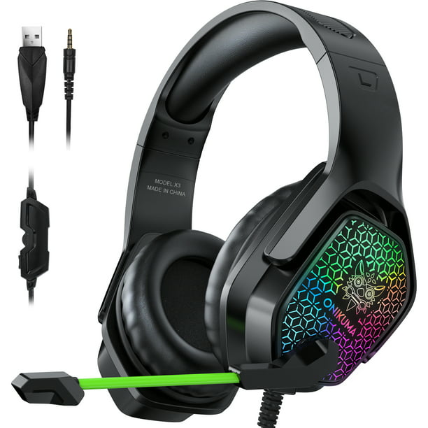 twist Op te slaan Oprechtheid ONIKUMA Gaming Headset PS4 Headset Xbox One Headset, PC Headset with LED  Lights,Compatible with Xbox One Controller(Adapter Not Included), PS4,  PS5,PC. - Walmart.com