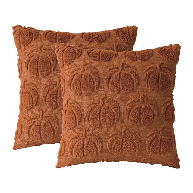 2 fundas de almohada de calabaza para otoño, con cremallera, cuadradas, para decoración del hogar Caramelo