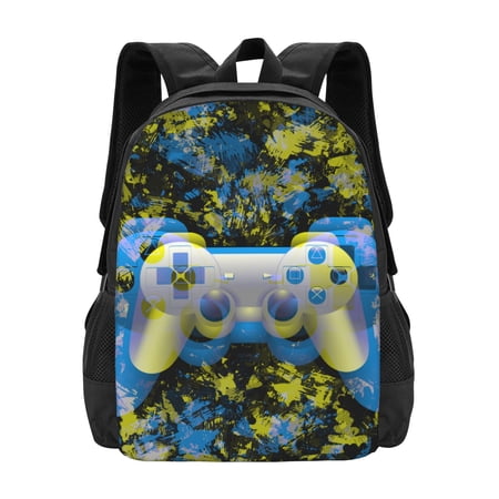 DouZhe Lightweight Backpack, Travel Outdoor Hiking Bag School Bookbag Casual Daypack Blue Game Controller Prints Backpacks for Women Men