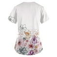 thumbnail image 3 of Susanny Print Scrub Tops Women Floral Short Sleeve Nurse Uniform with Pockets Scrub Tops Print Graphic Fitted Plus Size Work Scrub Shirts White S, 3 of 3