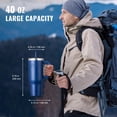 thumbnail image 4 of VEVOR 40 oz Insulated Water Bottle, Stainless Steel Sports Coffee Cup with Lid, Handheld Travel Coffee Mug Double Walled, Camping Hydration Flask Leakproof, for Indoor/Outdoor School, Work, Blue, 4 of 9
