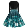 thumbnail image 3 of hotojiny Fall Dresses for Women Long Sleeve V Neck Christmas Printed Midi Dress Fashion Cocktail Party Dresses, 3 of 3