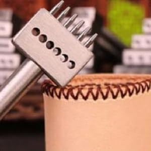 ABPETE 3PCS Profession Leather Hole Punch Tools, Cutting Stitch for Wallet Belt Spacing Punch Tool DIY Leather Craft Hole Punching Set Belt Hole Puncher(8mm Pitch (2 + 4 + 6))