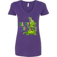 thumbnail image 3 of Inktastic Happy Mardi Gras Big and Little Alligators with Beads Women's V-Neck T-Shirt, 3 of 5