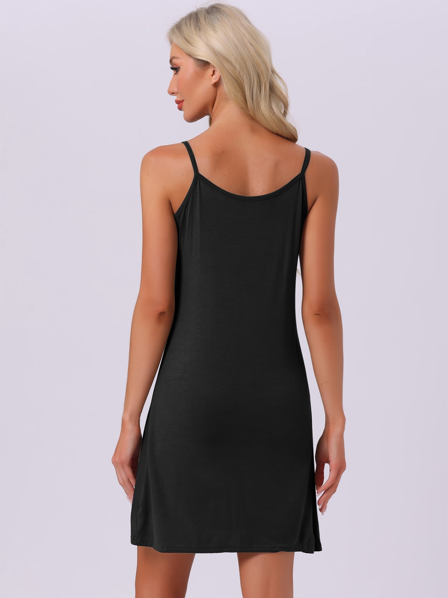 DARING DIVA Women's Modal Soft Square Neck Spaghetti Strap Dress Sleepwear 2XL Black