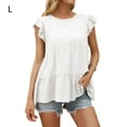 thumbnail image 3 of QualitChoice T-Shirts en Dentelle à Manches Courtes d'Été à Col Rond, Coupe Ample, Décontractés, Blancs G, 3 of 6