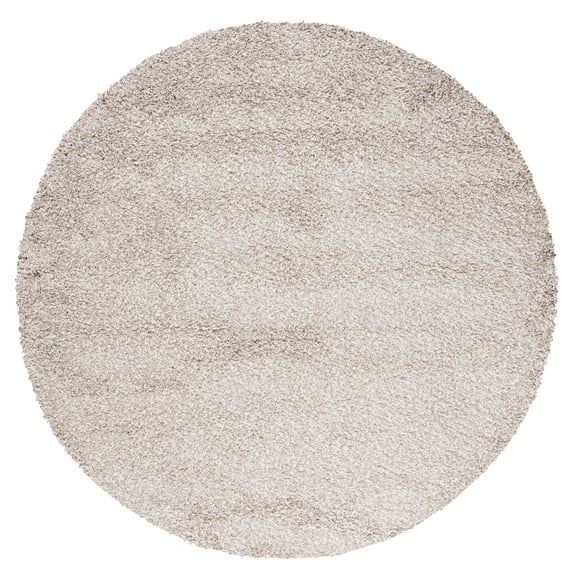 SAFAVIEH Santa Monica Cali Solid Shag Area Rug, Beige, 3' x 3' Round