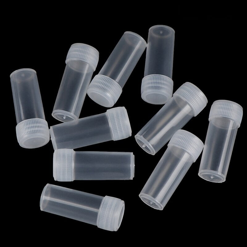 50x Small Plastic 5ml Vials With Push On Cap Clear Test Tubes Mini Lab Bottle