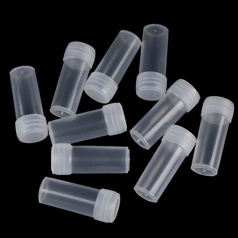 50x Small Plastic 5ml Vials With Push On Cap Clear Test Tubes Mini Lab