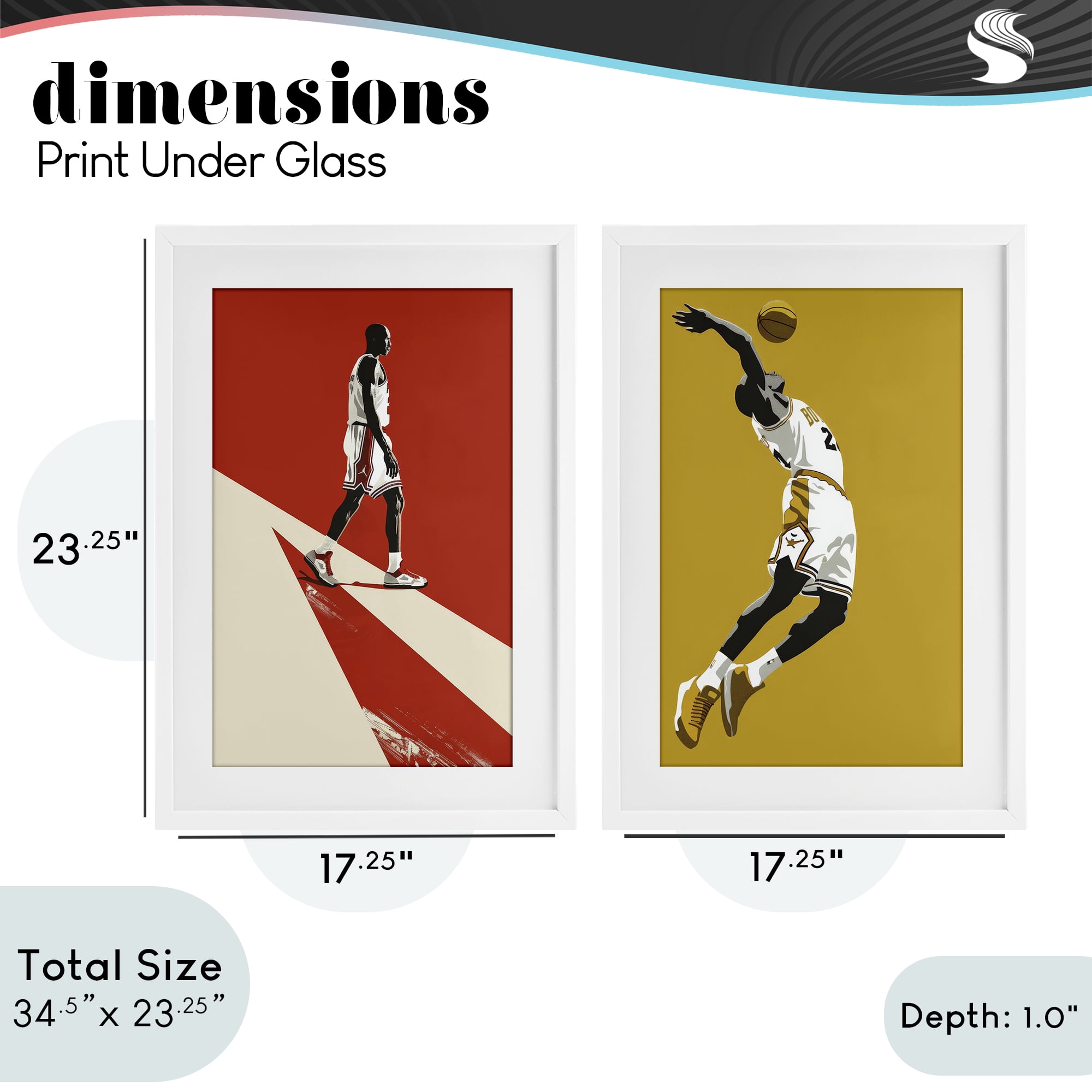 Stupell Industries Iconic NBA Champions 2 Piece White Framed Print Under Glass Set, design by Ray Powers