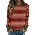 thumbnail image 2 of CLOISE Women Sweatshirt Striped Color Block Pullover Sweatshirts Crewneck Long Sleeve Hoodies Shirts Green Basic Blouses Fall Casual Preppy Clothes S, 2 of 5