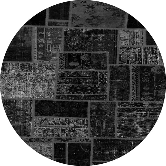 Ahgly Company Indoor Round Patchwork Gray Transitional Area Rugs, 8' Round