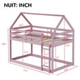 thumbnail image 4 of Aukfa Bunk Bed Twin Over Twin, Junior Wooden Floor House Bunk Bed Frame for Kids Boys Girls, Pink, 4 of 8