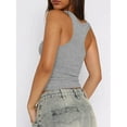 thumbnail image 6 of Women'S V Neck Tank Tops Summer Sleeveless Ribbed Button Casual Henley Shirts Grey L, 6 of 7