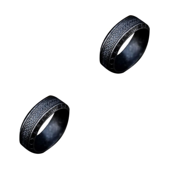 Qarigey Anillos vintage Anillo de acero para hombres Regalos para amigos Negro antiguo 7 negro antiguo siete 2Conjunto