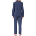 thumbnail image 3 of Conjunto de pijamas para mujeres INSPIRE CHIC de manga larga, con botones, cuello de muesca, ropa de casa y pantalones con cordón y bolsillos S Azul oscuro, 3 of 6
