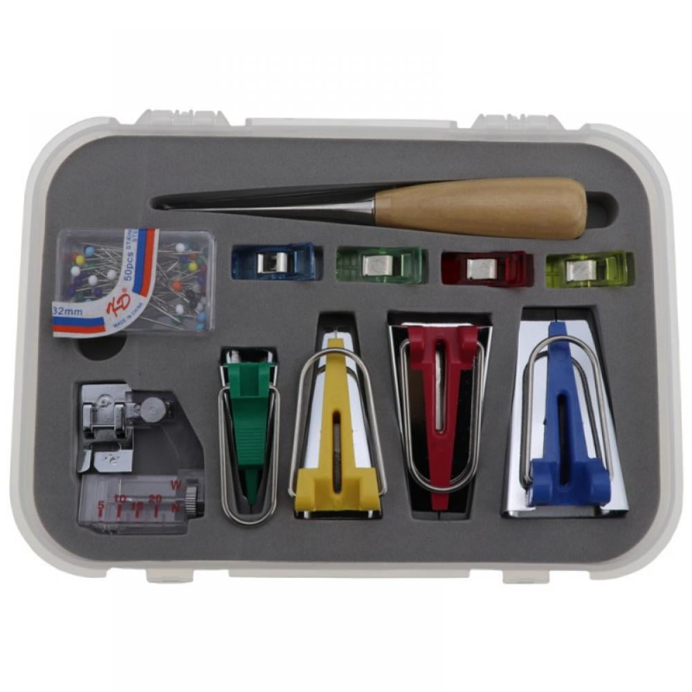 Bias Tape Maker Tool Kit Set with Awl and Binder Foot 6mm/12mm/18mm/25mm DIY Sewing Bias Tape Makers for Quilt Binding 