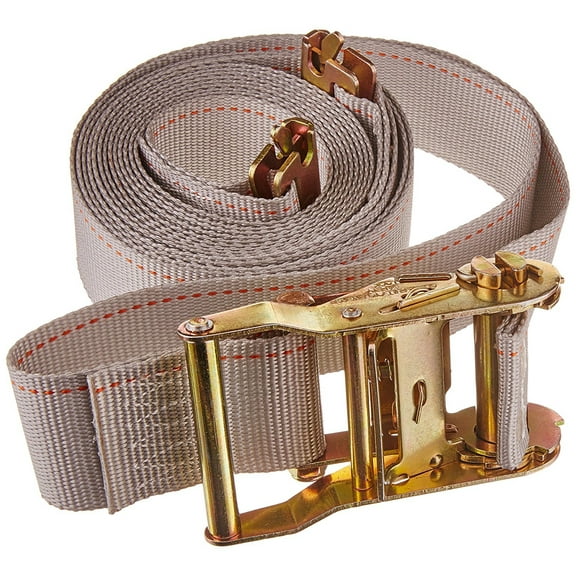 2" x 16' Durable Ratcheting Strap Cargo TieDown for E Track, Heavy Duty Grey Polyester Tie-Down Ratchet Strap, ETrack Spring Fittings, Tie Down Motorcycles, Trailer Loads, by DC Cargo Mall