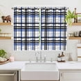 thumbnail image 2 of Blue Black Plaid Kitchen Curtains 63 Inch Length, Farmhouse Blue Black Checkered Grommet Top Bedroom Living Room Curtains, Light Filtering Cafe Curtain Drapes 2 Panels Set 104''x63'', 2 of 9
