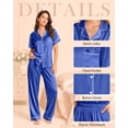 thumbnail image 5 of DAKIMOE Silk Satin Pajamas Set for Women Two-Piece Short Sleeve Shirt with Long Pajama Pant Set Soft Button Down Loungewear Nightwear Pjs Sleepwear for Women, 5 of 10