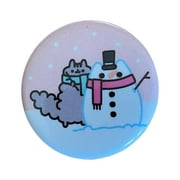 Pusheen Facebook Cat  Stormy With Snowman 1 1/4 Pin Hot Topic Exclusive
