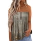 thumbnail image 1 of Playeras,Blusas y Tops,Ropa para Mujer Damas Camisetas Camiseta de tirantes sin mangas con estampado floral para mujer, cintura elástica plisada, sin espalda (Grey, XXL), 1 of 4