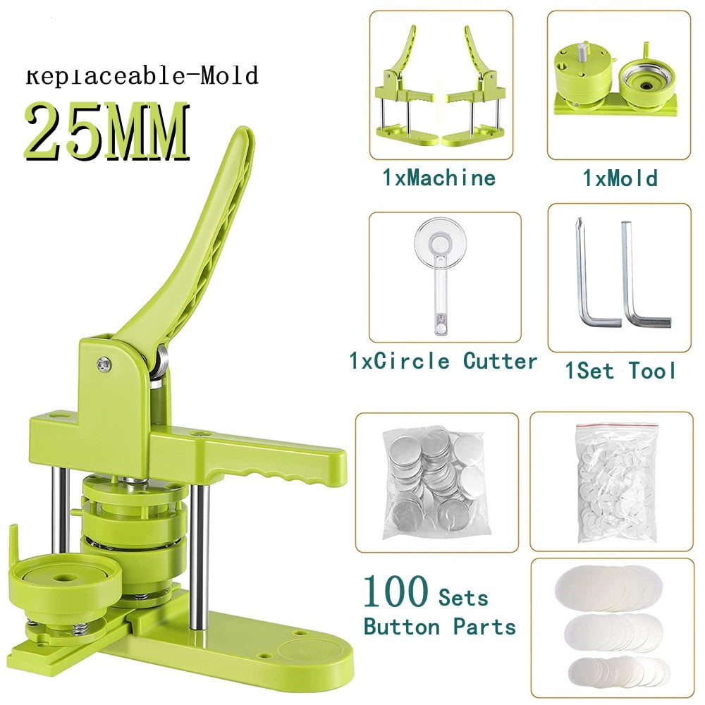 Pin Badge Maker Machine Set with 100 Pcs Button Part+Circle Cutter+Tool, 25MM Badge Button ,Beginner-Friendly