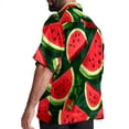 thumbnail image 3 of Watermelon Men's Short Sleeve Beach Shirts, Casual Printed Poplin Button Down, Unisex Summer Hawaiian Shirt, 3 of 6