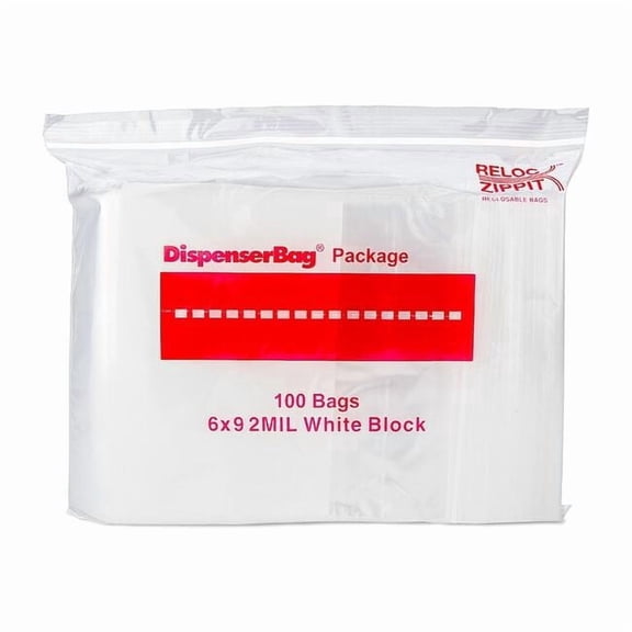 Reloc Zippit Reclosable Bag, 9 in L, 6 in W, PK1000 WR69