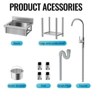 Lafati 23 Stainless Steel Freestanding Utility Sink - Single Bowl with Hot/Cold Water Inlet, NSF Certified for Kitchen, Laundry, Bar