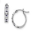 thumbnail image 1 of Sterling Silver & Platinum-plated Diamond & Sapphire Oval Hoop Earring QDF135, 1 of 2