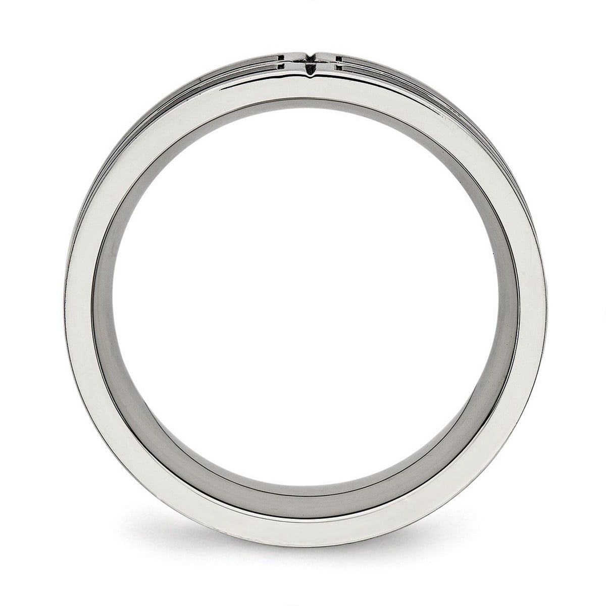 8mm Stainless Steel Brushed and Polished Black Ip Plated Cubic Zirconia Band Ring Size 11.5 Ring for Women and Men