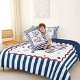 thumbnail image 4 of Manfei Sport Baseball Games Queen Comforter Set For Boys,67 Number Print Comforter Sets Queen,Red Blue White,Navy Blue Reversible,3pcs,1 Comforter and 2 Pillowcases, 4 of 8