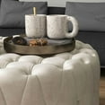 thumbnail image 3 of Spaco Round Ottoman Coffee Table with Velvet-feel Upholstery, Button Tufted Design and Padded Seat for Indoor as Living Room, Entryway, Beige, 3 of 8