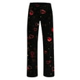 thumbnail image 4 of BLTIBY Women Valentine's Day Pajama Pant Autumn Spring Love Printed Comfy Lounge Wide Leg Fashion Casual Stretch Palazzo Pj Bottoms Trousers with Pockets Black 3 XXL, 4 of 4