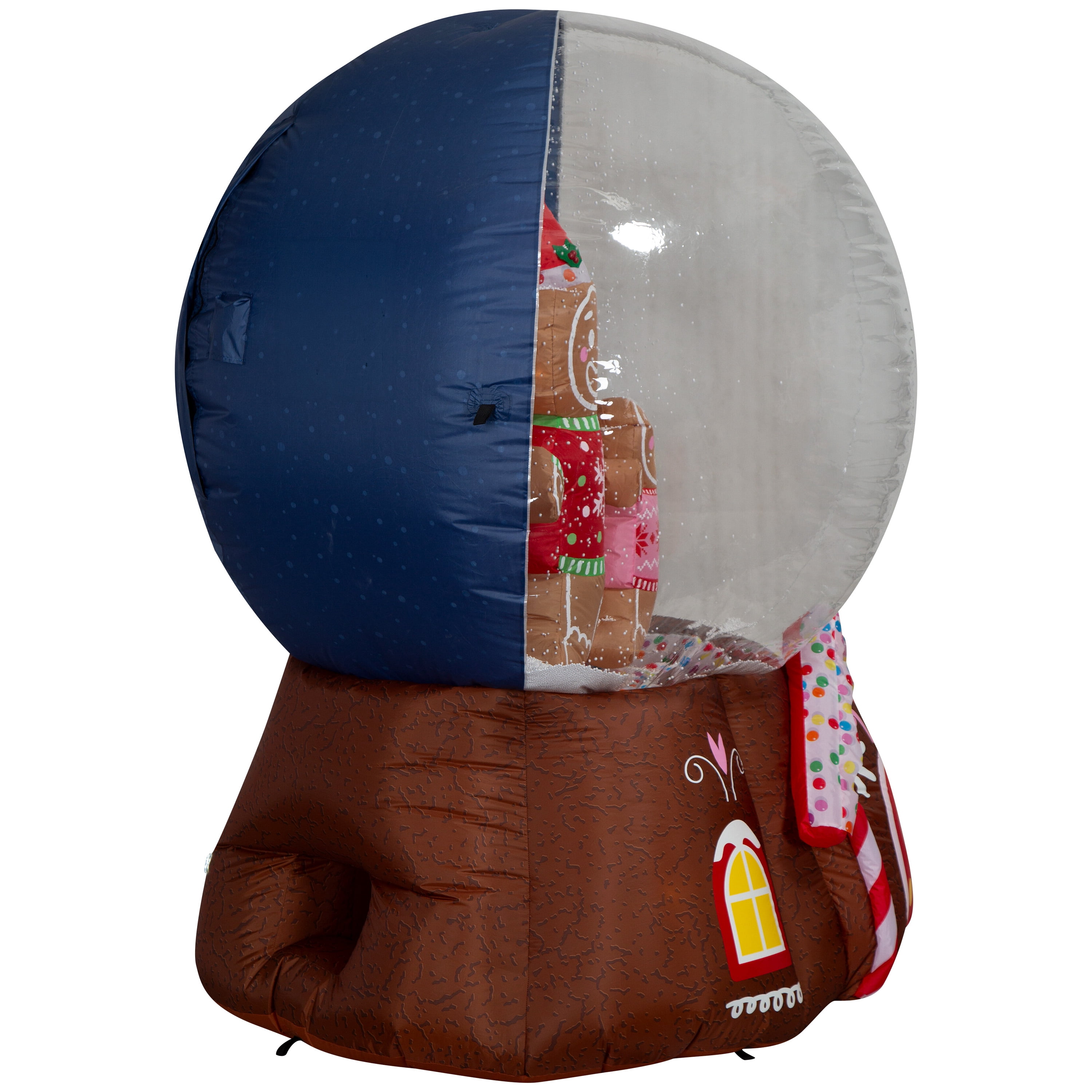 Airblown Christmas Yard Inflatables Light Snow Globe with Snow Pellets Gingerbread Family House 6 ft
