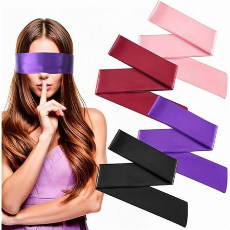 wonima66 4pcs Silk Blindfold and Hand Ties for Bedroom,59In Silk Blindfolds for Adult Play,Satin Blindfold Eye Masks for Sleeping, Adjustable Blind Folds for Adult Play for Travel,Nap(Multicolor)