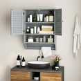 thumbnail image 4 of Costway Bathroom Wall Mounted Medicine Cabinet with Louvered Doors & Towel Bar Grey, 4 of 10