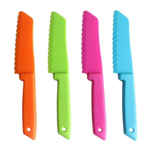 Ensemble de 4 Couteaux de Cuisine pour Enfants, Ensemble de Couteaux de Cuisine en Plastique pour Tout-Petits - Couteaux de Cuisine Sûrs pour Enfants, Couteau en Nylon pour Chef