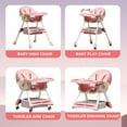 thumbnail image 3 of HDUTNGISN 4-in-1 Baby High Chair,Foldable Highchair Dining Feeding Chair with 5-Point Harness Double Dining Plate & Toy Rack,Infant to Toddler,Pink, 3 of 9